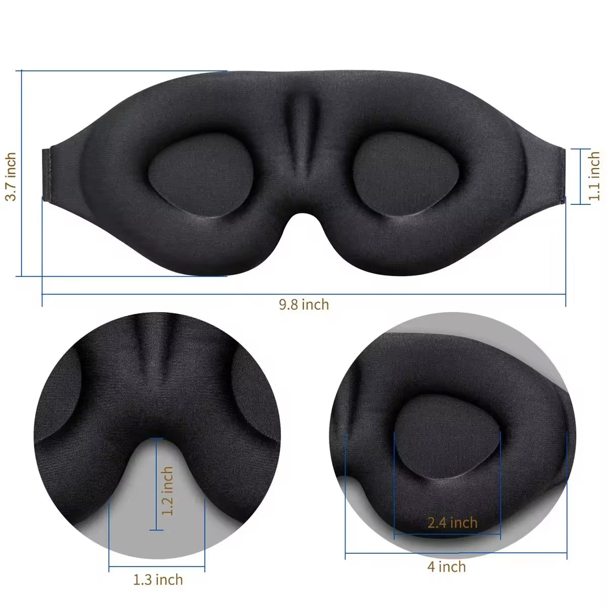 3D Sleep Mask with Contoured Cups for Men and Women, with Earplugs
