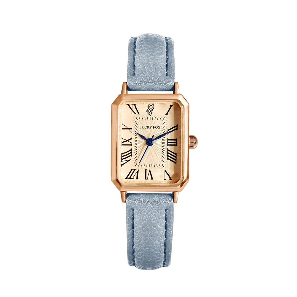 Elegant Retro Square Leather Quartz Watch for Women
