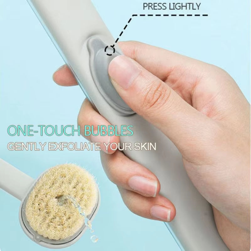 Soft Shower Brush with Liquid Soap Dispenser, Deep Mud Cleaning for Wet and Dry Brushing