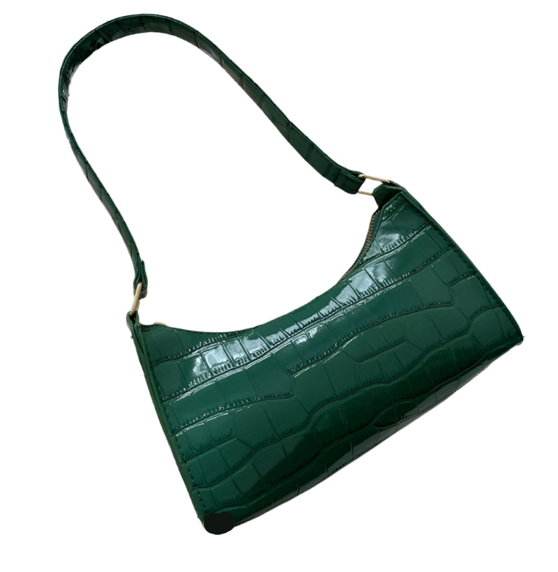Women's PU Leather Shoulder Bag with Crocodile Texture – Stylish Everyday Underarm Purse