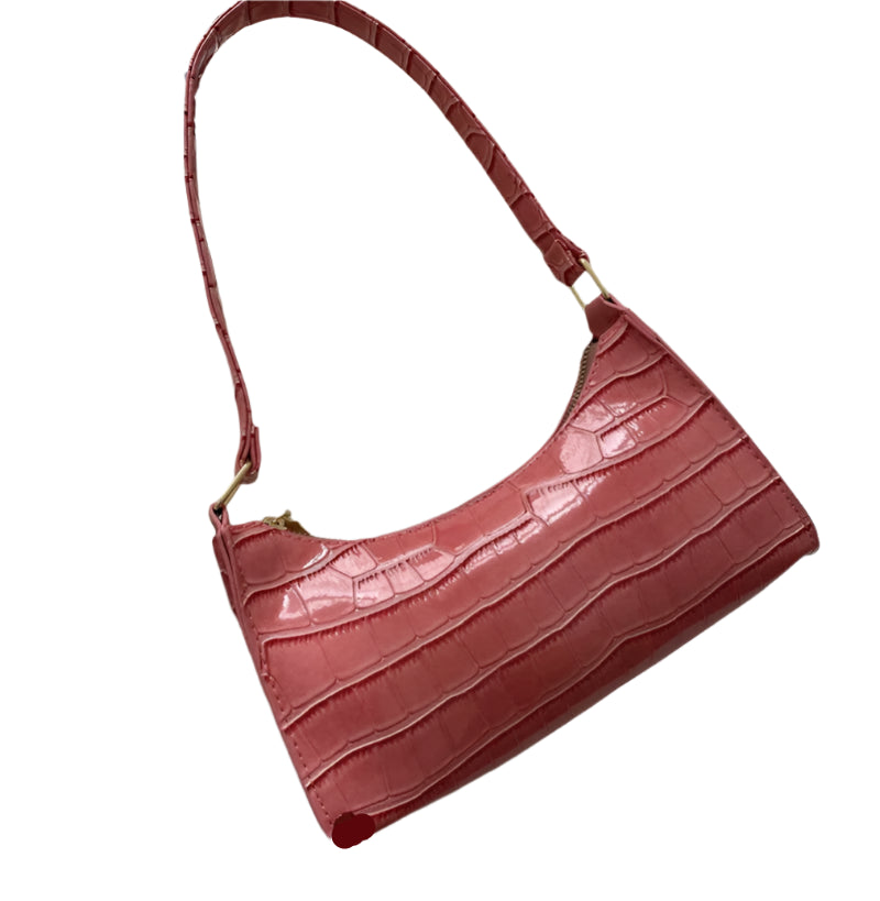 Women's PU Leather Shoulder Bag with Crocodile Texture – Stylish Everyday Underarm Purse