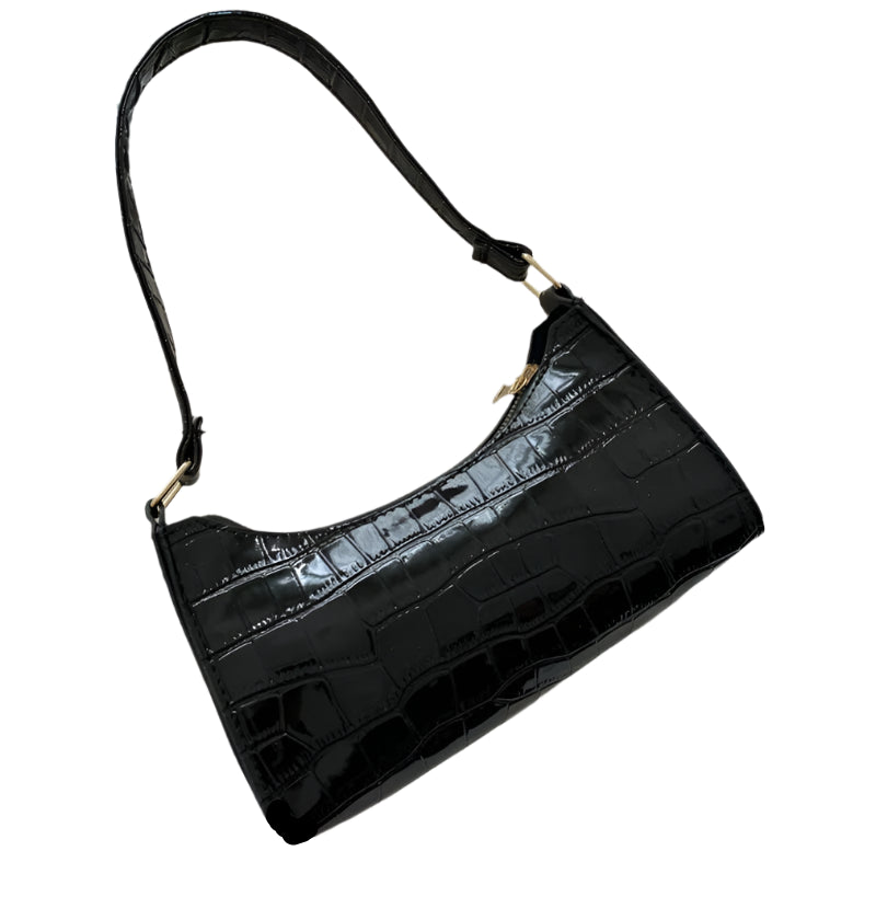 Women's PU Leather Shoulder Bag with Crocodile Texture – Stylish Everyday Underarm Purse