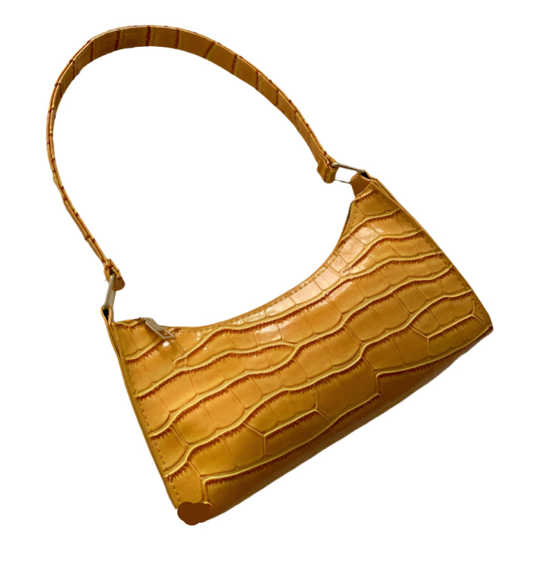 Women's PU Leather Shoulder Bag with Crocodile Texture – Stylish Everyday Underarm Purse
