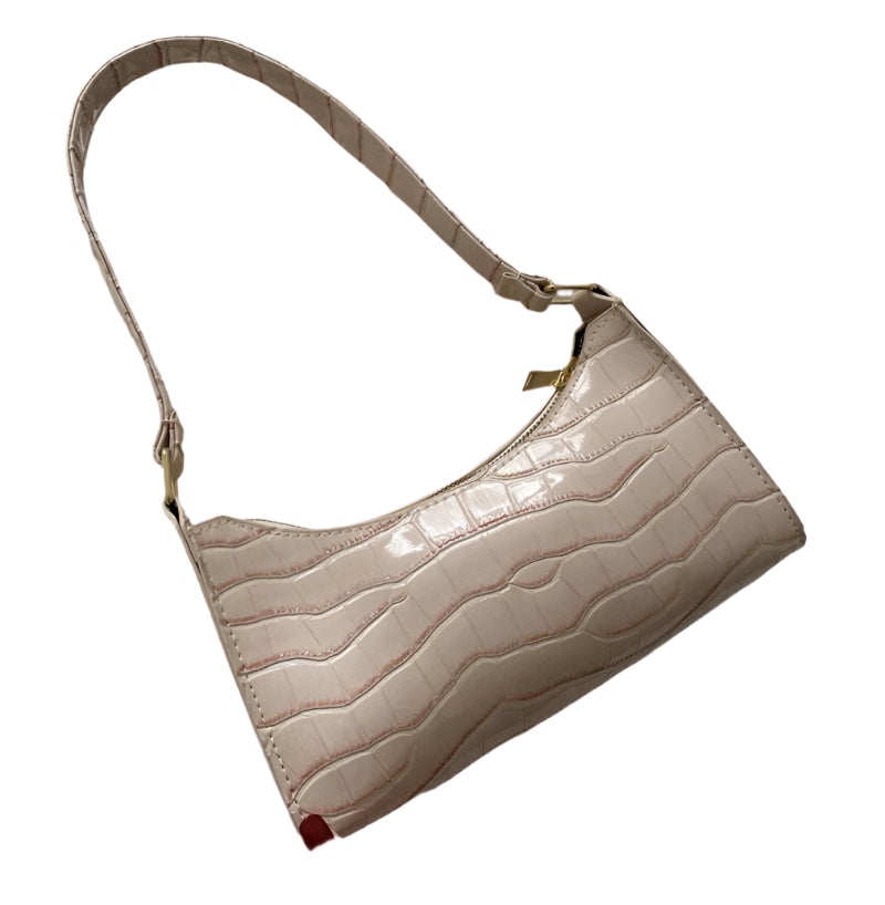 Women's PU Leather Shoulder Bag with Crocodile Texture – Stylish Everyday Underarm Purse