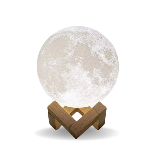 8cm LED Moon Lamp – Battery Powered Night Light with Stand