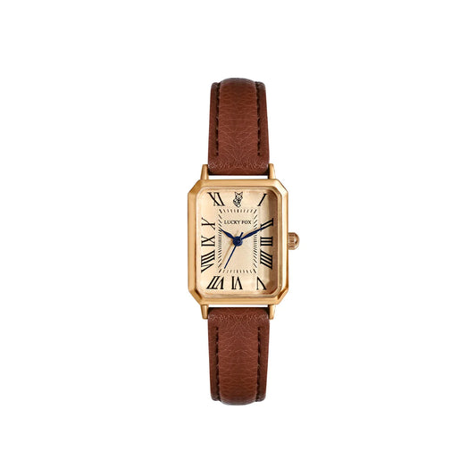 Elegant Retro Square Leather Quartz Watch for Women
