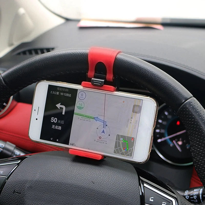 Car Steering Wheel Phone Clip Mount Holder, Universal Support